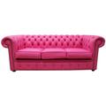 Chesterfield 3 Seater Sofa Settee Pink Leather Sofa