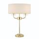 Endon 70564 Nixon 2 Light Table Lamp In Brass With Crystal Glass And Vintage White Faux Silk Shade