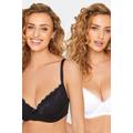 2 Pack Tall Black & White Cotton Tshirt Bras 38Dd Lts | Tall Women's Bras