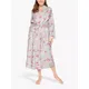 Cyberjammies Katherine Bird Print Dressing Gown, Grey Mix