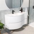 1000mm White Wall Hung Left Hand Curved Vanity Unit with Basin - Tulum