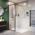 1000mm Black Fluted Glass Wet Room Shower Screen - Volan