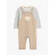 John Lewis Baby Striped Jersey & Bear Dungarees Set, Brown