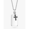 Hoxton London Men's Dog Tag & Sapphire Cross Pendant Necklace, Silver/Black