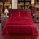Todd Linens 4 Piece Silky Satin Breathable Duvet Cover Bedding Set - Red Single