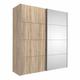 Indoor Furniture Group Verona Sliding Wardrobe 180Cm In Oak Effect With Oak Effect And Mirror Doors With 2 Shelves