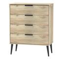 Welcome Furniture Ready Assembled Hirato 4 DrawerRustic Oak Chest