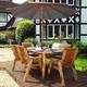 Charles Taylor Six Seater Table Set with Grey Seat/Bench Cushions, Parasol and Base
