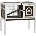 PawHut Wooden Rabbit Hutch Small Animal House w/ Removable Tray Openable Roof