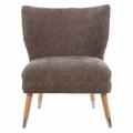 Interiors by PH Wingback Chair Grey Chenille Fabric Wood Legs