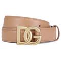 Dolce & Gabbana DG Logo Buckle Leather Belt Beige