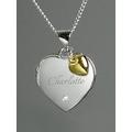 The Love Silver Collection Personalised Sterling Silver Diamond Set Heart Locket Necklace With 9Ct Gold Heart Charm