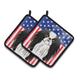 Caroline's Treasures American Flag and Japanese Chin Pair of Pot Holders Multicolored 7.5HX7.5W