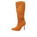 Quiz Knee High Heeled Boots - Light Brown, Light Brown, Size 7, Women