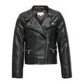 Only Kids Girls Freya Faux Leather Biker Jacket - Black, Black, Size 8 Years, Women