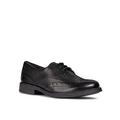 Geox Girls Agata Leather Brogue School Shoes - Black, Black, Size 11 Younger