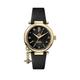 Vivienne Westwood Ladies Orb Heart Black and Gold Detail Charm Dial Black Leather Strap Watch, One Colour, Women