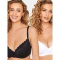 Long Tall Sally 2pk Cotton T-shirt Bra, Black, Size 34D, Women