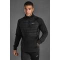 Mens Black Man Active Gym Quilted 1/4 Zip Top, Black