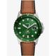 Fossil Mens Blue Green Dial & Brown Leather strap Watch FS5946