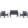 Outsunny 4 Piece Aluminium Garden Sofa Set with Coffee Table, Outdoor Furniture Set with Padded Cushions & Olefin Cover, Dark Grey