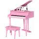 HOMCOM Modern Kids Piano 30 Keys Set of 2 Mini Toy for Child Grand Piano with Music Stand and Bench, Best Gifts Pink