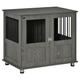 PawHut Dog Crate Furniture End Table, Pet Kennel for Small and Medium Dogs with Magnetic Door Indoor Animal Cage, Grey, 85 x 55 x 75 cm