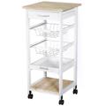 HOMCOM Mobile Rolling Kitchen Island Trolley for Living room, Serving Cart with Drawer & Basket, White