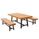 Outsunny Garden 3 Pieces Acacia Wood Picnic Table and 2 Benches Set Dining Trestle Beer Table Patio Outdoor Indoor Furniture