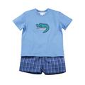 Mini Vanilla Boys' Crocodile Summer Shortie Cotton Pyjamas - Blue - Size 9-10Y