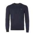 Boss Mens Logo Patch Crew Neck Jumper - Navy - Blue - Size Medium