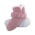 Dunlop Womens - Ladies Knitted Warm Fleece Plush Slippers Boots/Booties in Grey Fairisle and Pink Cord Styles - Size 6 (UK Shoe)