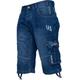 Enzo Mens Cargo Combat Denim Shorts - Blue Cotton - Size 44 (Waist)