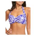 Seafolly Womens Beach Break Twist Halter Bikini Top - Blue - Size X-Small