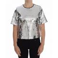 Dolce & Gabbana WoMens Silver Sequined Crewneck Blouse T-shirt Top - Size 8 UK