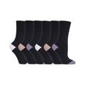 Gentle Grip Womens - 6 Pairs Ladies Non Elastic Socks - SOLRP10HT - Black Cotton - Size UK 4-8