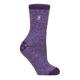 Heat Holders Womens - Ladies Thick Winter Thermal Non Slip Slipper Socks - Purple - Size 4-6.5 (UK Shoe)