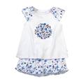 Mini Vanilla Girls' Jersey Floral Shortie Cotton Pyjamas - Blue - Size 2-3Y