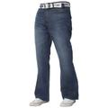 Kruze By Enzo Mens Bootcut Denim Jeans - Blue Cotton - Size 50 Regular