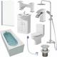 1600mm Single Ended Bathroom Suite Bath Shower Screen Toilet Vanity Basin Taps - White