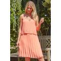 Roman Pleated Double Layer Summer Dress in Coral - Size 6
