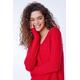 Roman Plain V-Neck Stretch Longline Jumper in Red