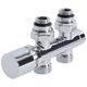 Modern Chrome Straight h Block Heated Towel Rail Radiator Valves with 15mm Copper Adapters - Milano