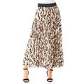 Women's Animal Print Stretch Fit High Waisted Pleated Maxi Skirt in Brown - Size 12