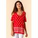 Roman Paisley Print Cold Shoulder Top in Red