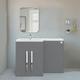 Gloss Grey Left Hand Bathroom Cabinet Furniture Combination Vanity Unit Set (No Toilet) - NRG