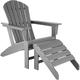 Tectake - Garden chair with footstool in an Adirondack design - sun lounger, garden lounger, plastic garden chair - light grey - light grey