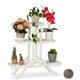 Wooden Flower Shelf, 3 Tier Rack, Plant Stand, hwd: 83 x 83 x 25 cm, White - Relaxdays