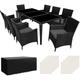 Rattan garden dining set Monaco 8 seats, 1 table - garden tables and chairs, garden furniture set, outdoor table and chairs - black - black