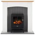 Dimplex Oakmead Optiflame White & Grey Ivory Effect Electric Lcd Electric Stove Suite